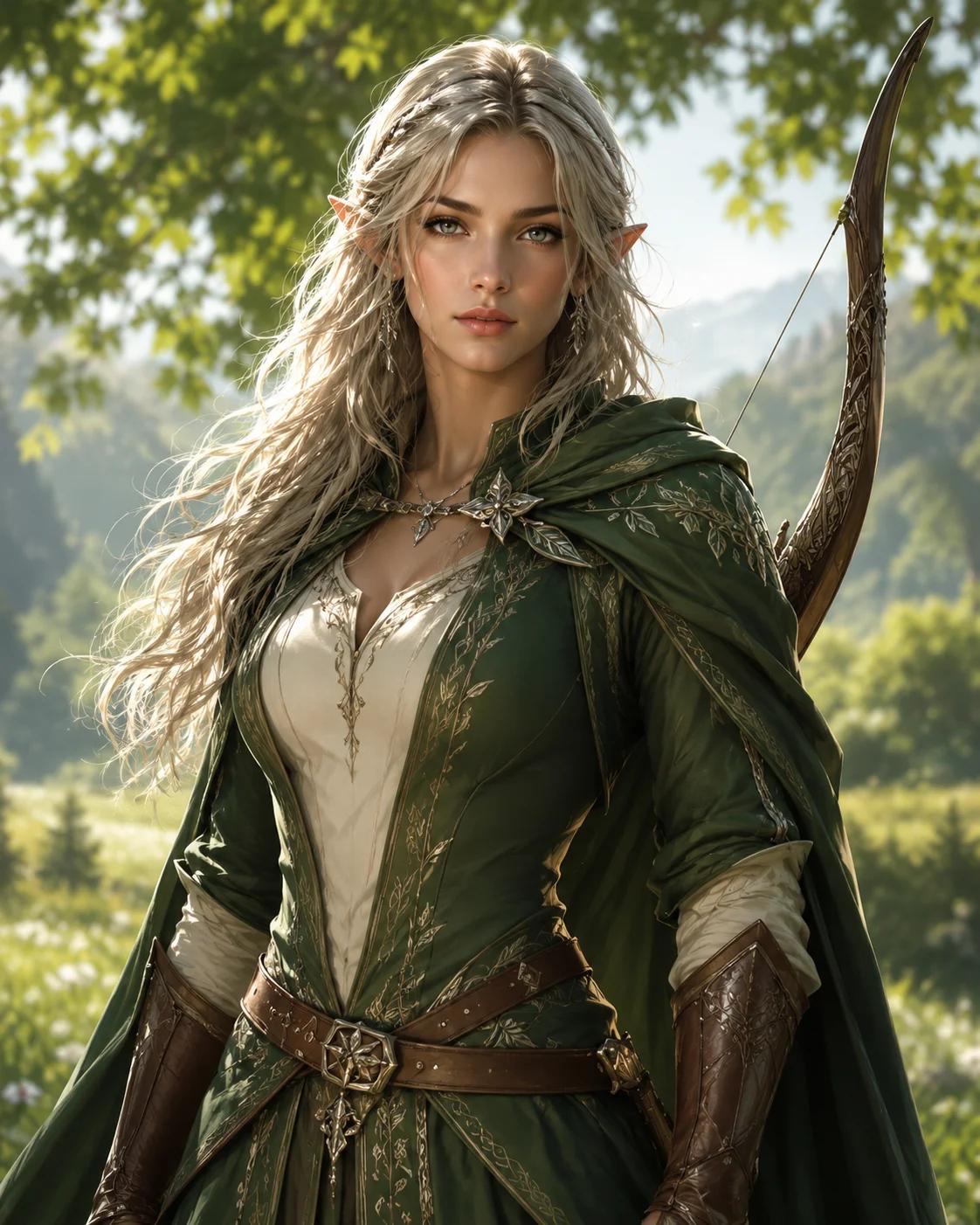 AI D&D portrait generator example of a half-elf ranger